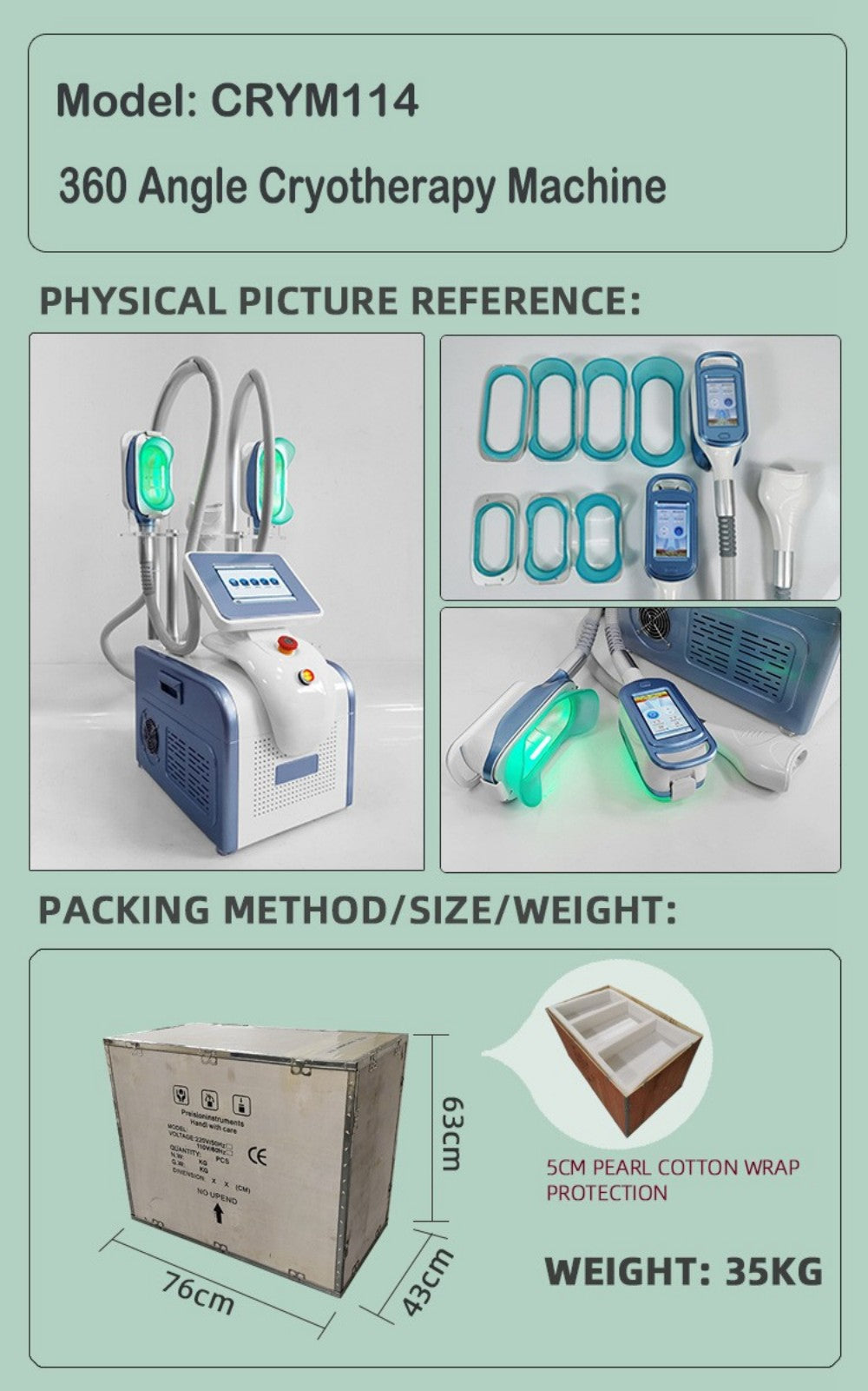 3 Handlepiece Fat Freeze Machine for Cryotherapy Body Weight loss Double Chine Remove